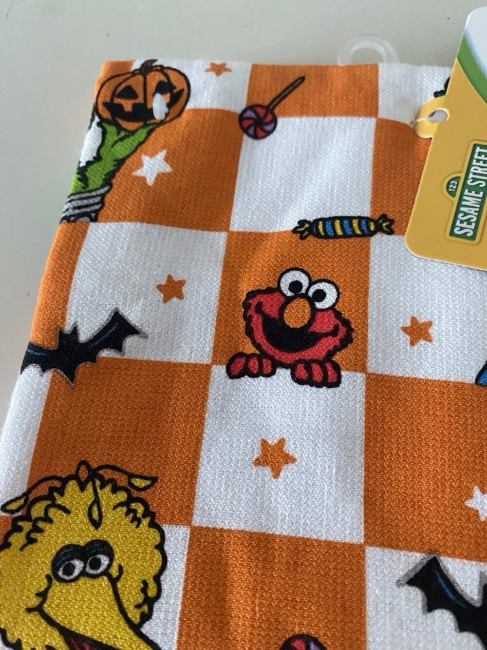 2 Pack Sesame Street Halloween Kitchen Dish Towels Cookie Big Bird, Oscar Count